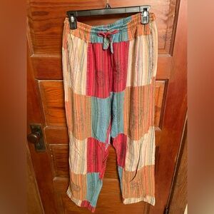 Striped Patchwork Casual Pants - Multicolor